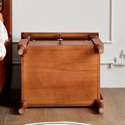 Traditional French Rectangular Ash Wood Nightstand 2-Drawer 2-Tier For Bedroom