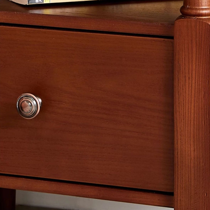 Traditional French Rectangular Ash Wood Nightstand 2-Drawer 2-Tier For Bedroom