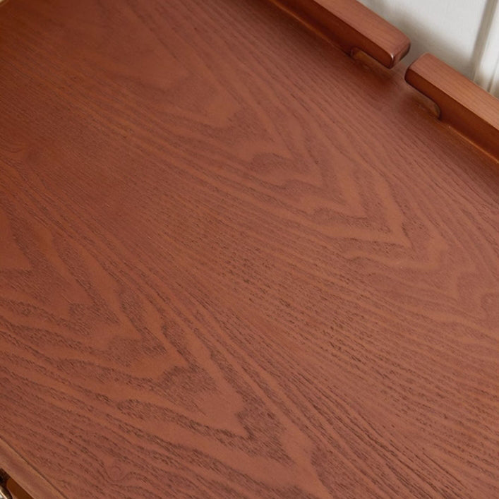 Traditional French Rectangular Ash Wood Nightstand 2-Drawer 2-Tier For Bedroom