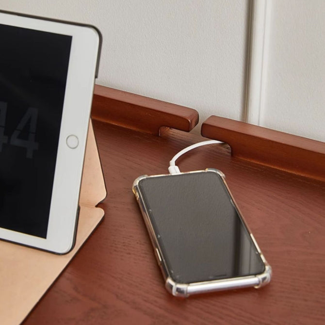 Traditional French Rectangular Ash Wood Nightstand 2-Drawer 2-Tier For Bedroom