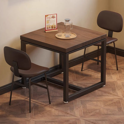 Modern Minimalist Solid Wood & Metal Square Coffee Table For Living Room & Dining Room