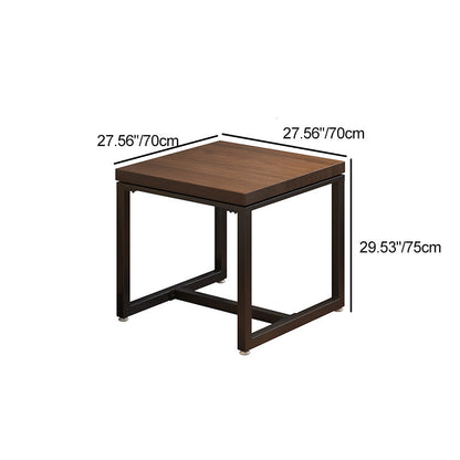 Modern Minimalist Solid Wood & Metal Square Coffee Table For Living Room & Dining Room