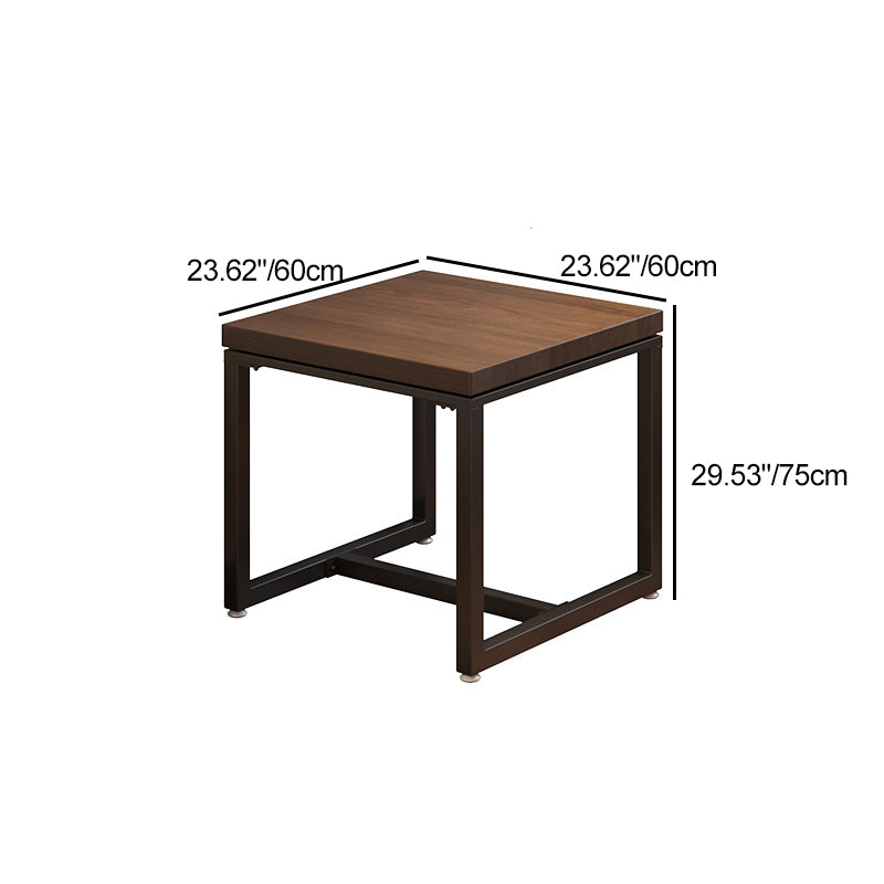 Modern Minimalist Solid Wood & Metal Square Coffee Table For Living Room & Dining Room