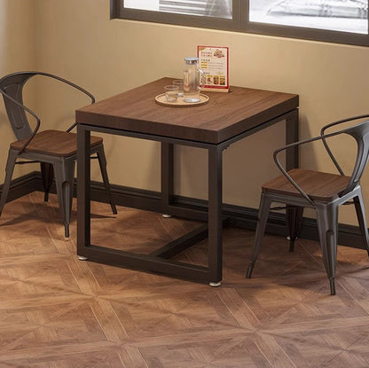 Modern Minimalist Solid Wood & Metal Square Coffee Table For Living Room & Dining Room