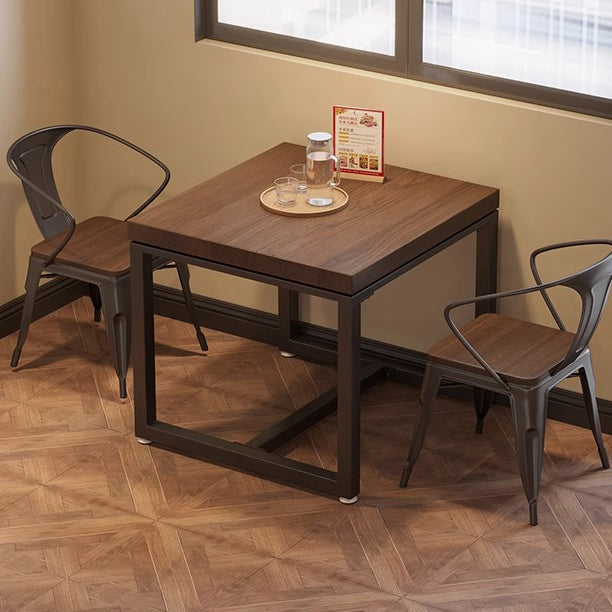 Modern Minimalist Solid Wood & Metal Square Coffee Table For Living Room & Dining Room