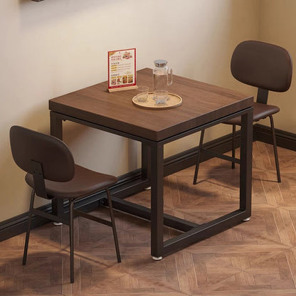 Modern Minimalist Solid Wood & Metal Square Coffee Table For Living Room & Dining Room