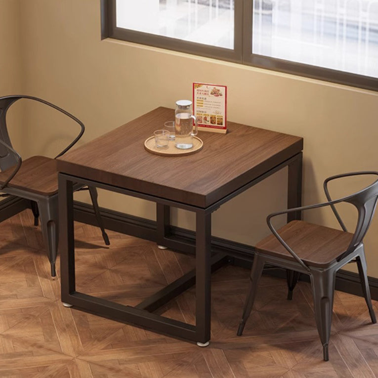 Modern Minimalist Solid Wood & Metal Square Coffee Table For Living Room & Dining Room