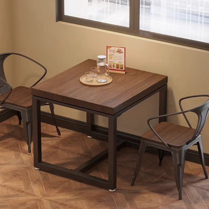 Modern Minimalist Solid Wood & Metal Square Coffee Table For Living Room & Dining Room