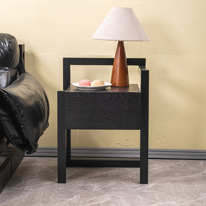 Modern Minimalist Rectangular Solid Wood Nightstand 3-Leg 1-Drawer For Bedroom