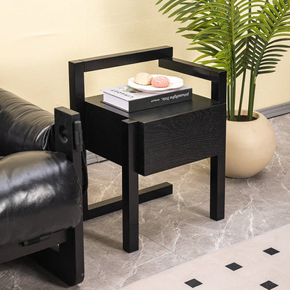 Modern Minimalist Rectangular Solid Wood Nightstand 3-Leg 1-Drawer For Bedroom