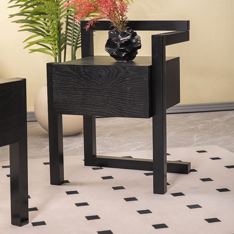 Modern Minimalist Rectangular Solid Wood Nightstand 3-Leg 1-Drawer For Bedroom