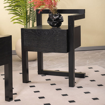Modern Minimalist Rectangular Solid Wood Nightstand 3-Leg 1-Drawer For Bedroom