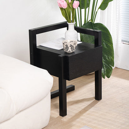 Modern Minimalist Rectangular Solid Wood Nightstand 3-Leg 1-Drawer For Bedroom