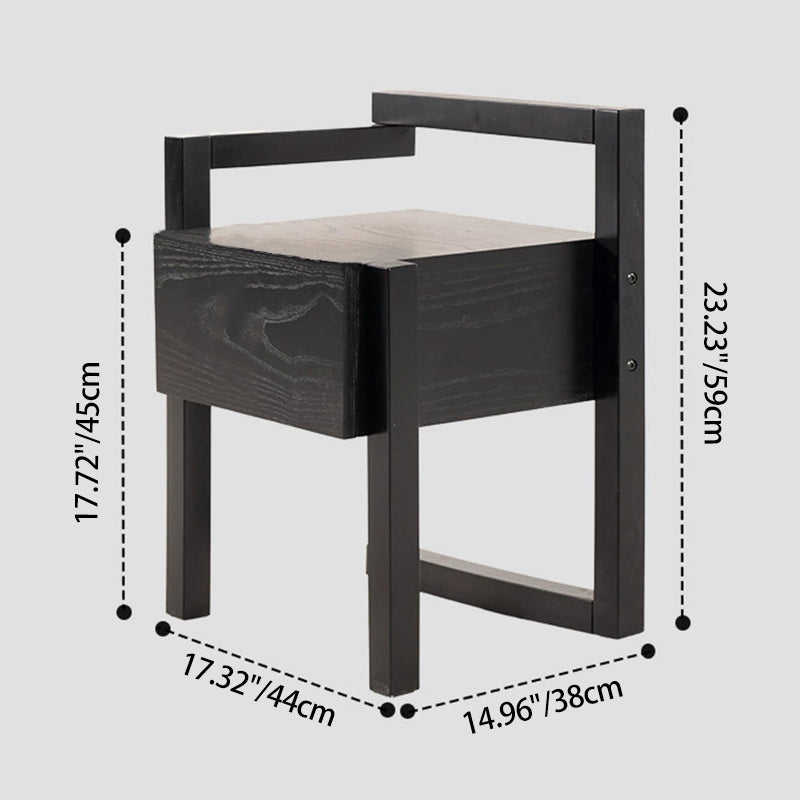 Modern Minimalist Rectangular Solid Wood Nightstand 3-Leg 1-Drawer For Bedroom