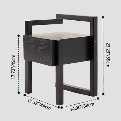 Modern Minimalist Rectangular Solid Wood Nightstand 3-Leg 1-Drawer For Bedroom