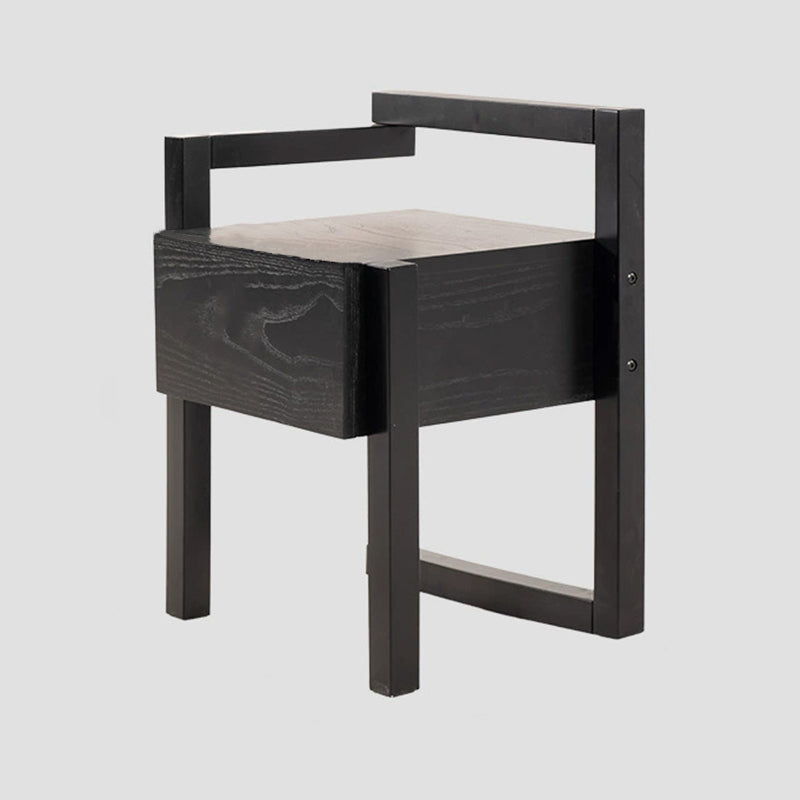 Modern Minimalist Rectangular Solid Wood Nightstand 3-Leg 1-Drawer For Bedroom