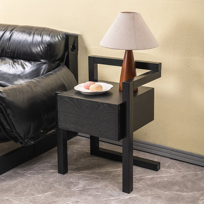 Modern Minimalist Rectangular Solid Wood Nightstand 3-Leg 1-Drawer For Bedroom