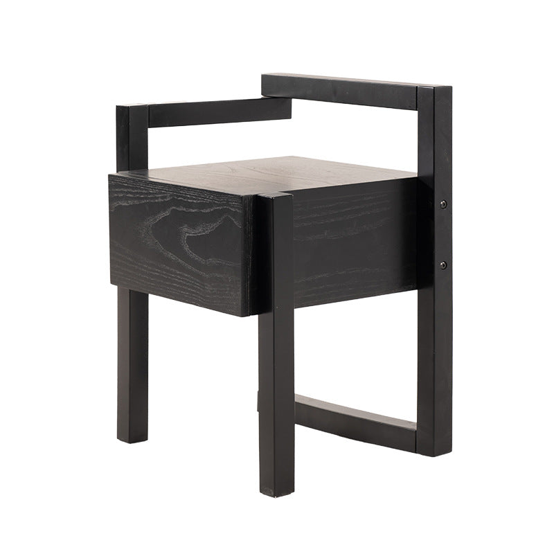 Modern Minimalist Rectangular Solid Wood Nightstand 3-Leg 1-Drawer For Bedroom