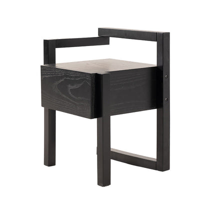Modern Minimalist Rectangular Solid Wood Nightstand 3-Leg 1-Drawer For Bedroom
