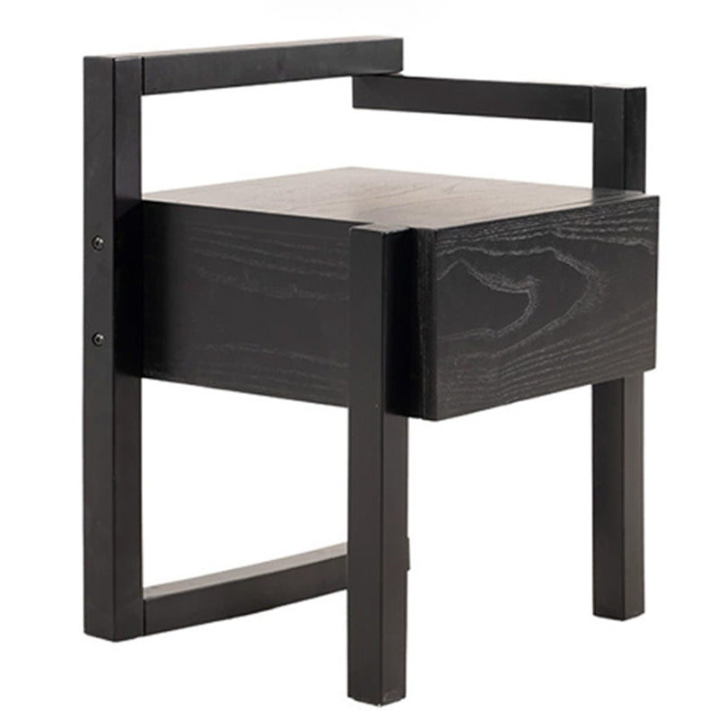 Modern Minimalist Rectangular Solid Wood Nightstand 3-Leg 1-Drawer For Bedroom