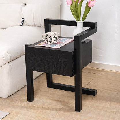 Modern Minimalist Rectangular Solid Wood Nightstand 3-Leg 1-Drawer For Bedroom