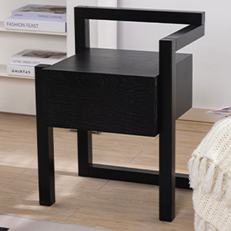 Modern Minimalist Rectangular Solid Wood Nightstand 3-Leg 1-Drawer For Bedroom