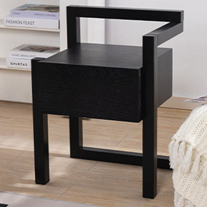 Modern Minimalist Rectangular Solid Wood Nightstand 3-Leg 1-Drawer For Bedroom