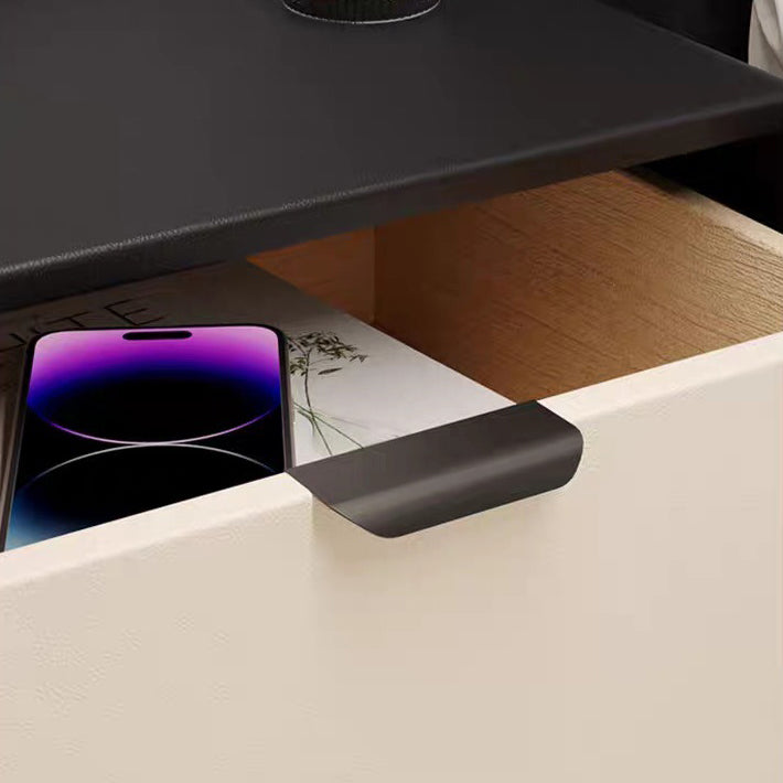 Modern Luxury Rectangle Faux Leather Pine Wood Fiberboard Nightstand 2-Drawer For Bedroom