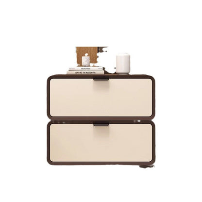 Modern Luxury Rectangle Faux Leather Pine Wood Fiberboard Nightstand 2-Drawer For Bedroom