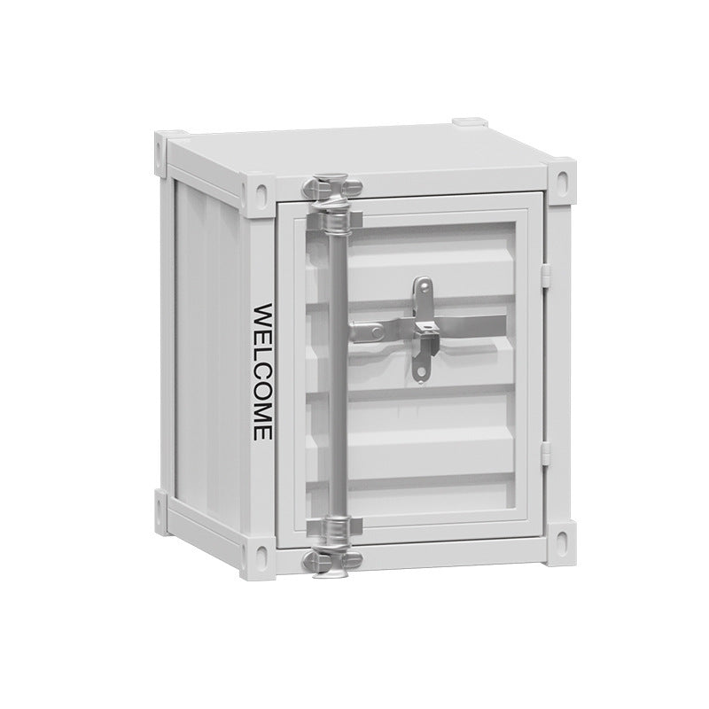 Contemporary Industrial Iron Cuboid Container End Table 2-Tier Storage For Bedroom