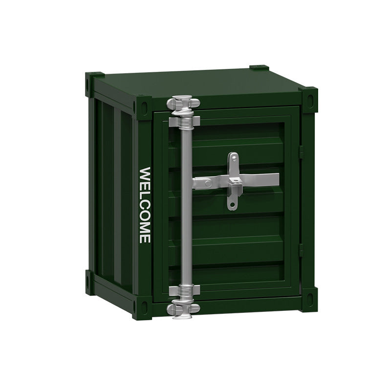 Contemporary Industrial Iron Cuboid Container End Table 2-Tier Storage For Bedroom