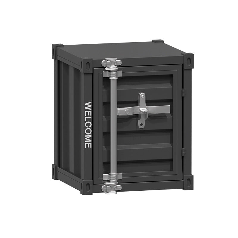 Contemporary Industrial Iron Cuboid Container End Table 2-Tier Storage For Bedroom