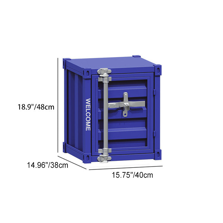 Contemporary Industrial Iron Cuboid Container End Table 2-Tier Storage For Bedroom