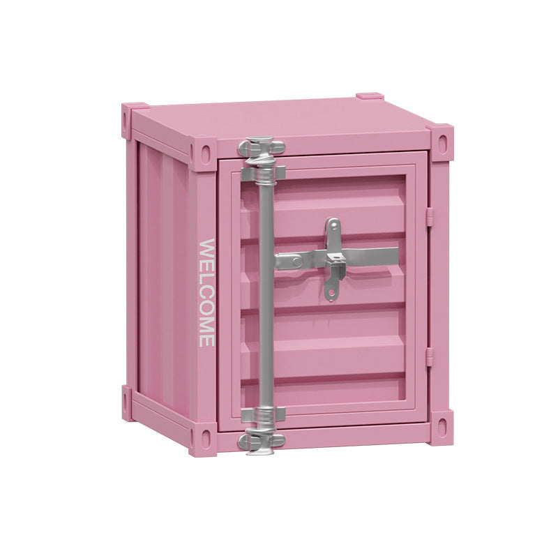 Contemporary Industrial Iron Cuboid Container End Table 2-Tier Storage For Bedroom