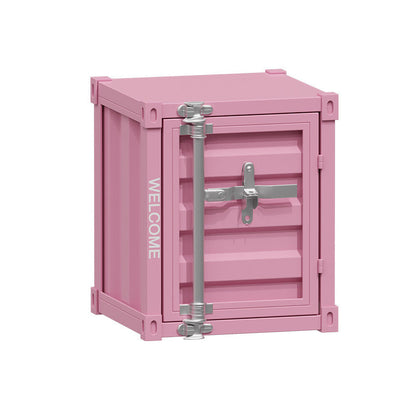 Contemporary Industrial Iron Cuboid Container End Table 2-Tier Storage For Bedroom