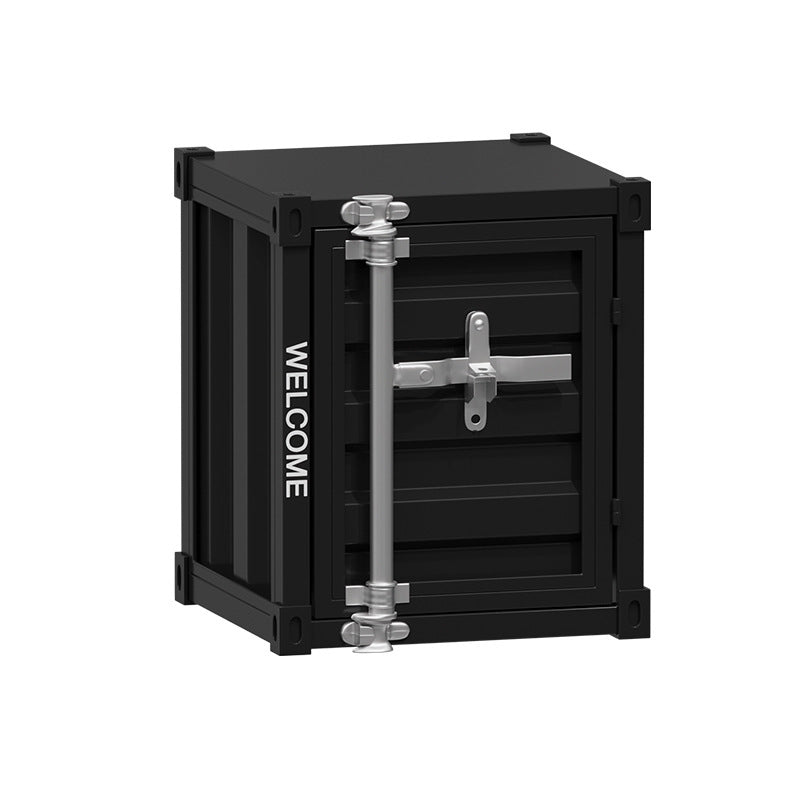 Contemporary Industrial Iron Cuboid Container End Table 2-Tier Storage For Bedroom