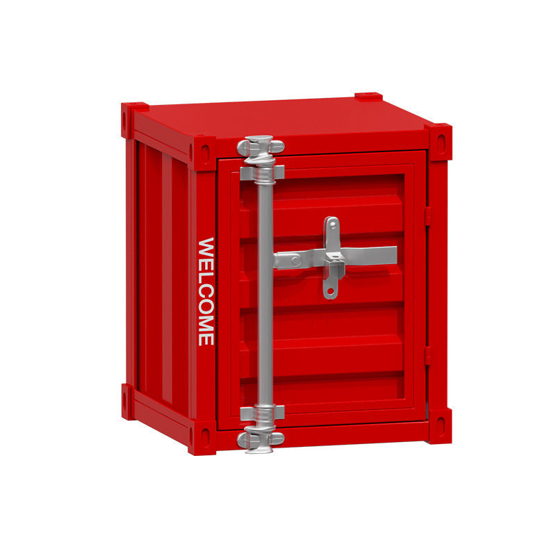 Contemporary Industrial Iron Cuboid Container End Table 2-Tier Storage For Bedroom