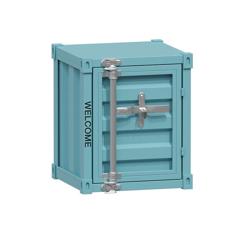 Contemporary Industrial Iron Cuboid Container End Table 2-Tier Storage For Bedroom