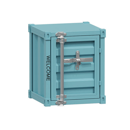 Contemporary Industrial Iron Cuboid Container End Table 2-Tier Storage For Bedroom