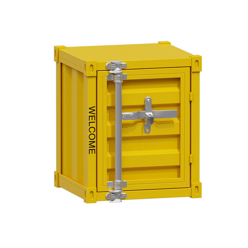 Contemporary Industrial Iron Cuboid Container End Table 2-Tier Storage For Bedroom