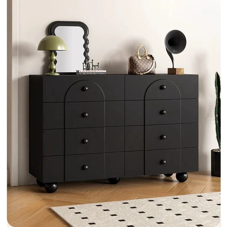 Modern Minimalist Plate Rectangular Sphere Leg Nightstand 4/6/8 Drawer For Bedroom