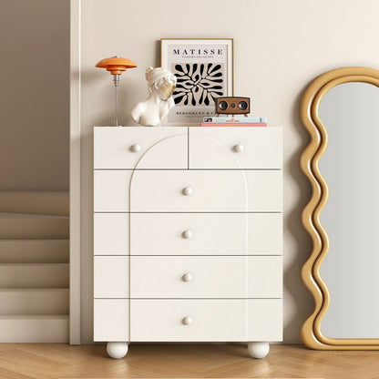 Modern Minimalist Plate Rectangular Sphere Leg Nightstand 4/6/8 Drawer For Bedroom