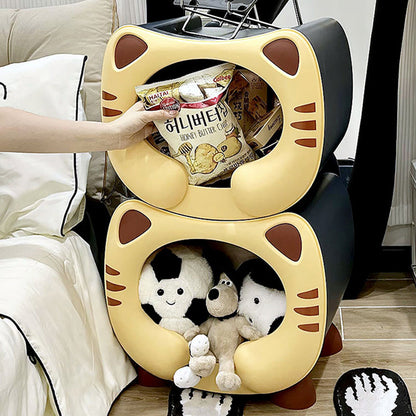 Contemporary Creative PP Kids Cartoon Cat Nightstand 1-Storage Stackable For Bedside