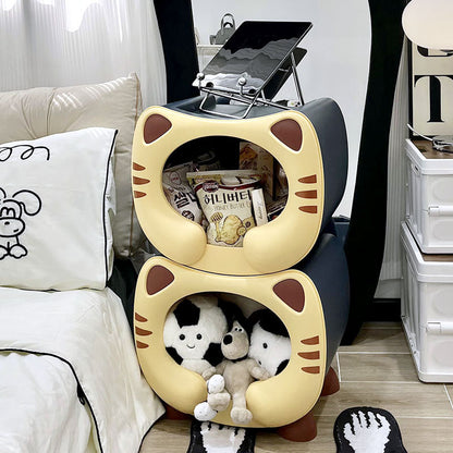 Contemporary Creative PP Kids Cartoon Cat Nightstand 1-Storage Stackable For Bedside