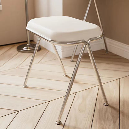 Modern Minimalist MDF Stainless Steel Rectangular Makeup Vanity & Stool Set 1-Drawer For Bedroom