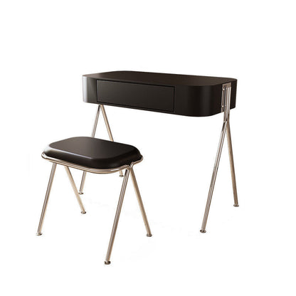 Modern Minimalist MDF Stainless Steel Rectangular Makeup Vanity & Stool Set 1-Drawer For Bedroom