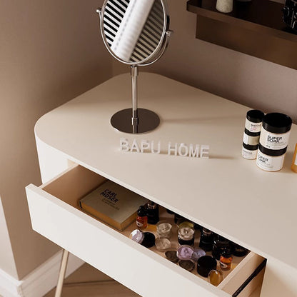 Modern Minimalist MDF Stainless Steel Rectangular Makeup Vanity & Stool Set 1-Drawer For Bedroom
