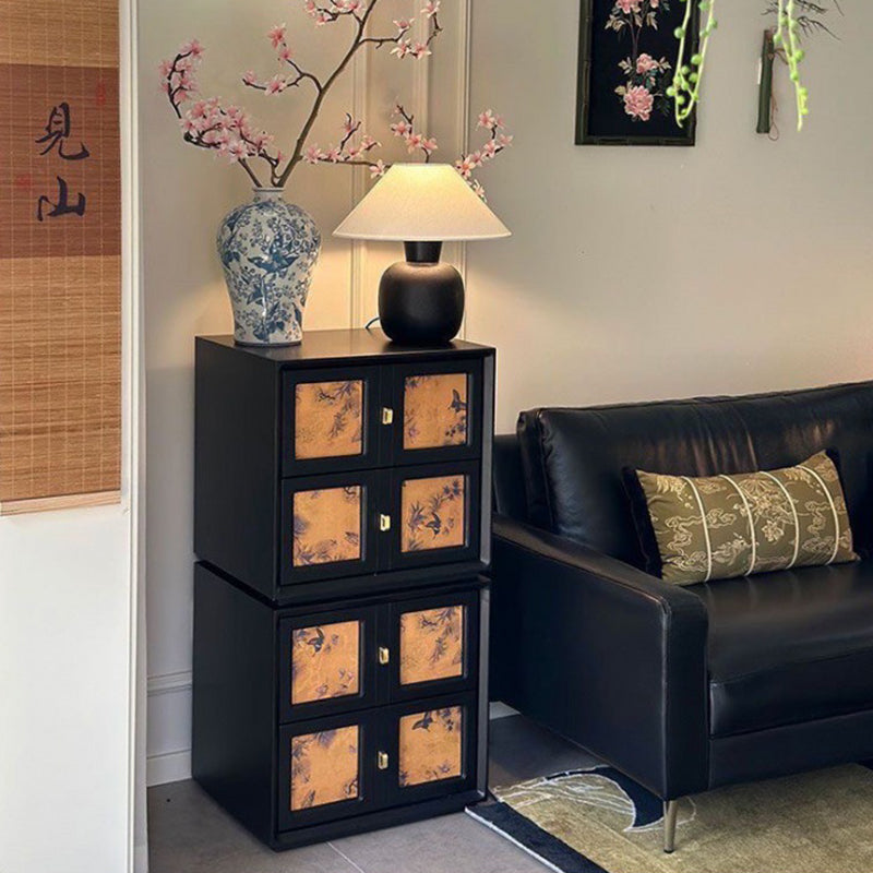 Traditional Vintage Handmade Muslin Boxwood Square Modular Combination Nightstand 2-Drawer For Bedroom