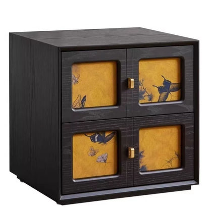 Traditional Vintage Handmade Muslin Boxwood Square Modular Combination Nightstand 2-Drawer For Bedroom