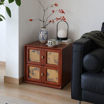 Traditional Vintage Handmade Muslin Boxwood Square Modular Combination Nightstand 2-Drawer For Bedroom